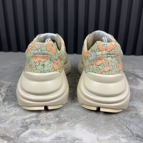 GUCCI Liberty Rhyton Floral Muticolor Canvas Sneaker Leather 8.5 US 38.5 EUR - Picture 12 of 16
